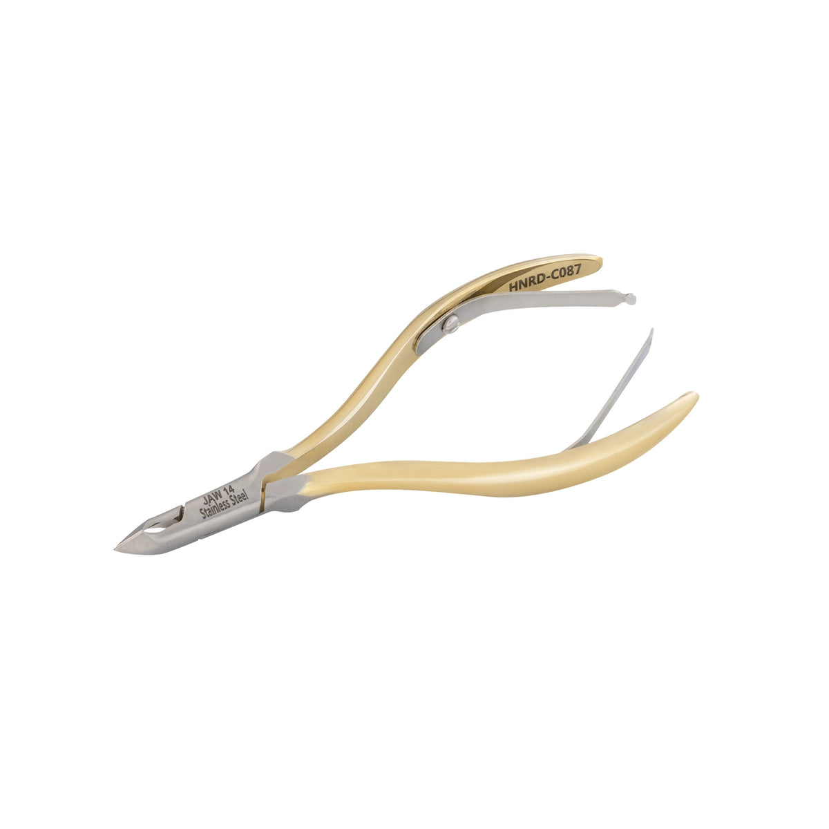 HNRD-C087 Round Head , (Half Gold), Jaw 14, Double Spring Cuticle Nipper Stainless Steel 420