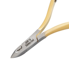 HNSS-C081 Semi-Square Head , (Half Gold), Jaw 14, Double Spring Cuticle Nipper Stainless Steel 420