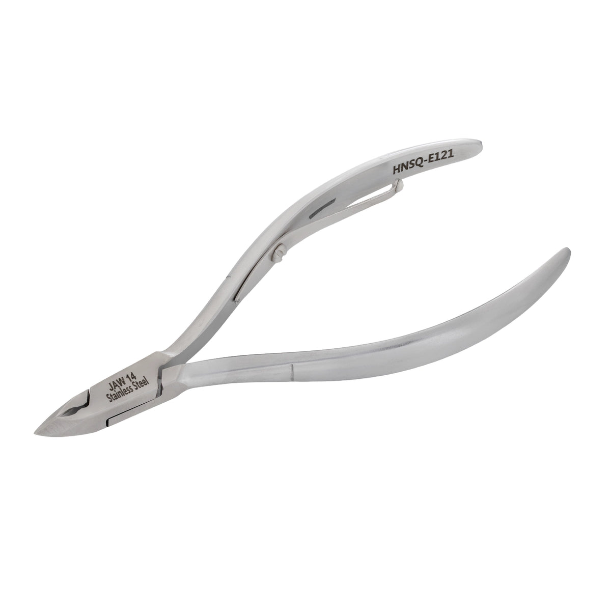 HNSQ-E121 Square Head Cuticle Nipper, Jaw 14, Single Spring, Matt Grey, Stainless Steel 420