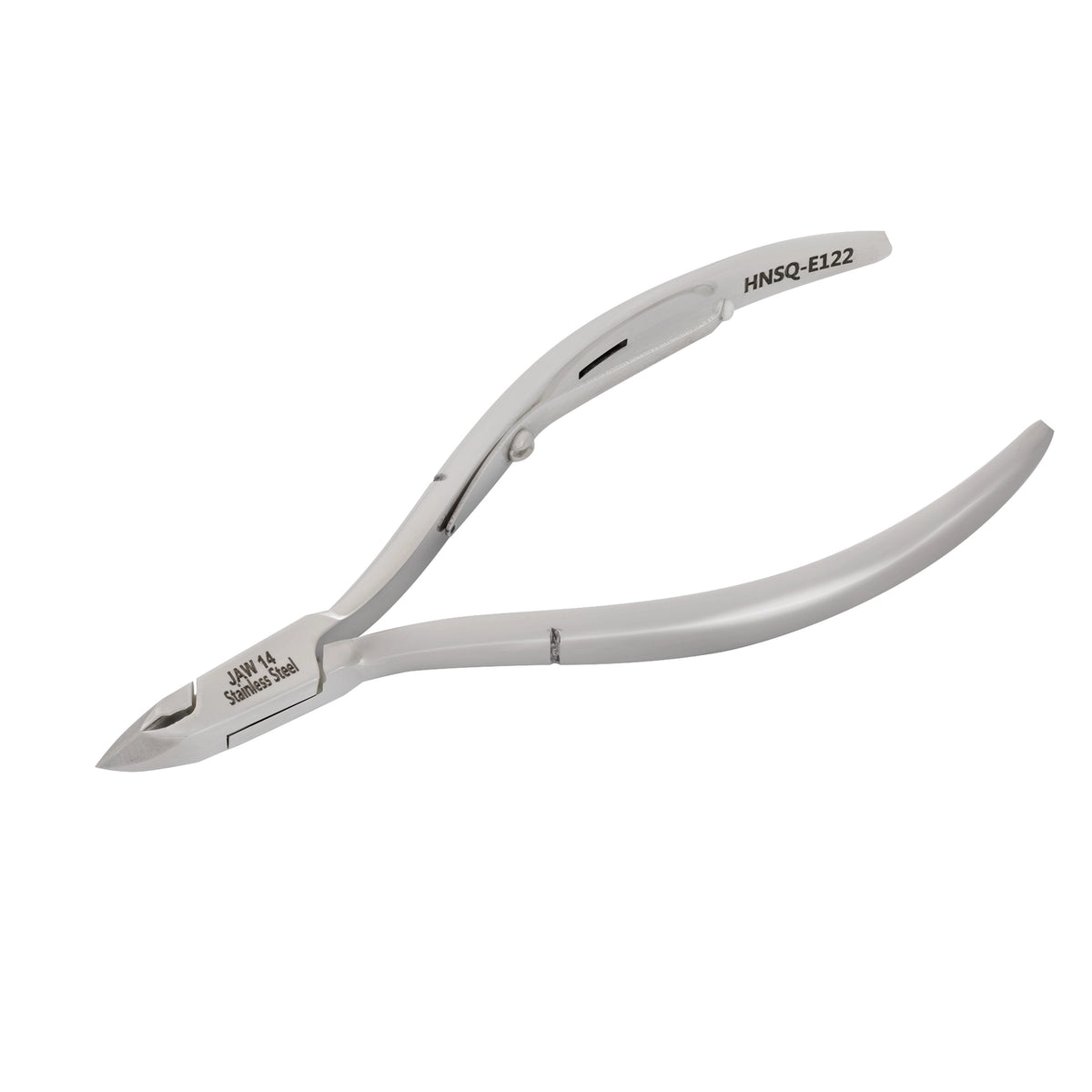 HNSQ-E122 Square Head Cuticle Nipper, Jaw 14, Single Spring, Polish Grey, Stainless Steel 420