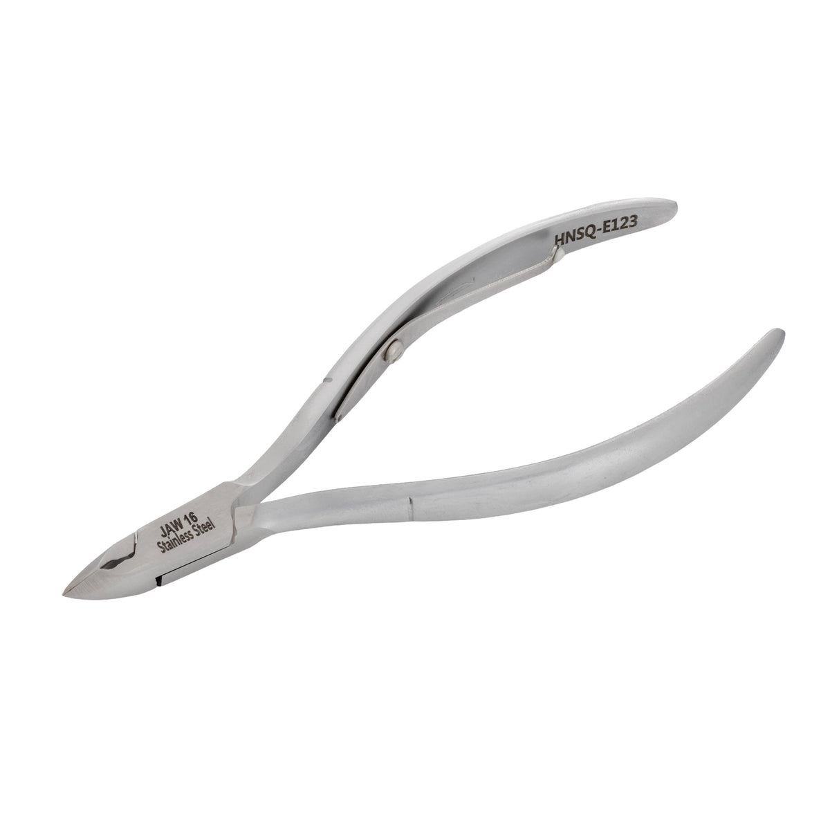 HNSQ-E123 Square Head Cuticle Nipper, Jaw 16, Single Spring, Matt Grey, Stainless Steel 420