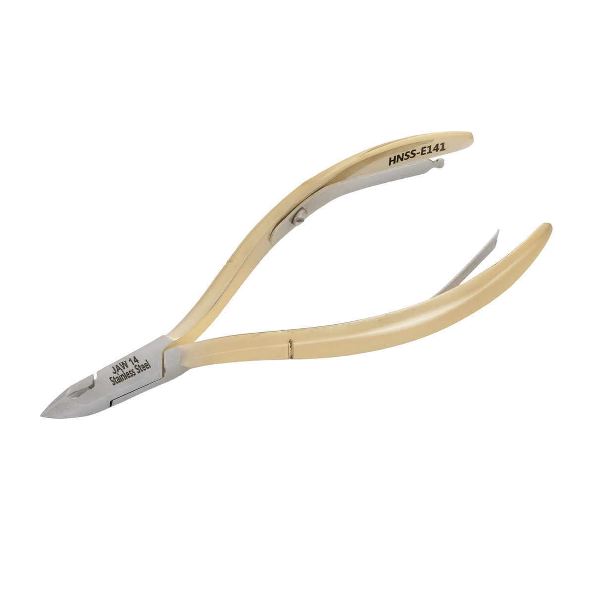 HNSS-E141 Semi-Square Head , (Half Gold), Jaw 14 , Double Spring Cuticle Nipper Stainless Steel 420