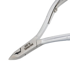 HNSS-D095 Semi-Square Head Cuticle Nipper, Jaw 14, Single Spring, Matt Grey, Stainless Steel 420