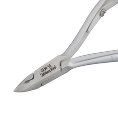 HNSQ-E121 Square Head Cuticle Nipper, Jaw 14, Single Spring, Matt Grey, Stainless Steel 420