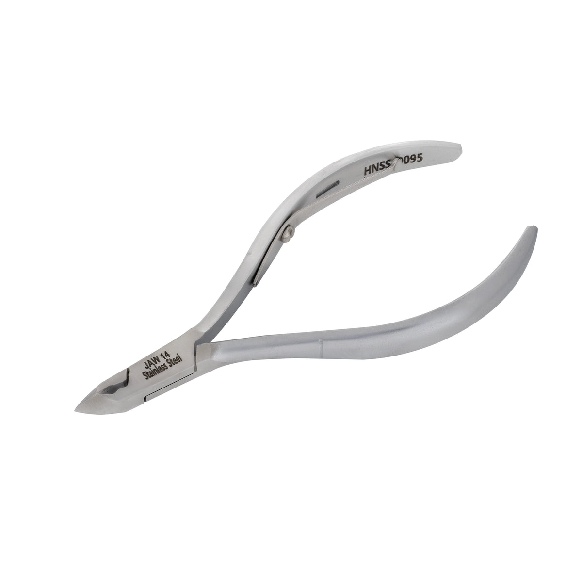 HNSS-D095 Semi-Square Head Cuticle Nipper, Jaw 14, Single Spring, Matt Grey, Stainless Steel 420