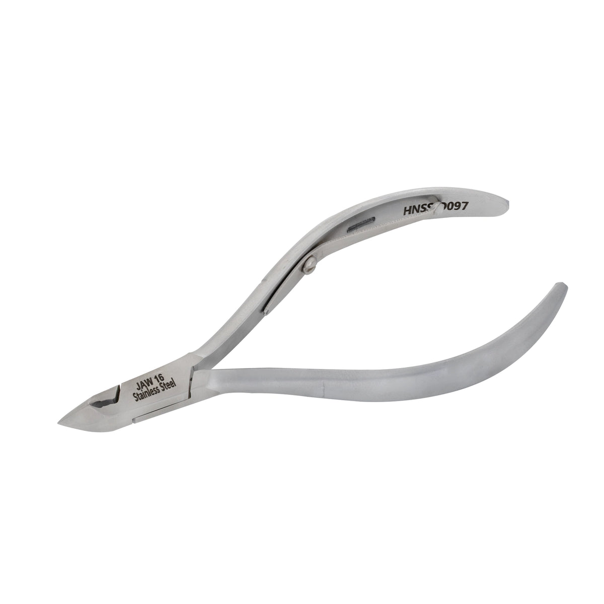 HNSS-D097 Semi-Square Head Cuticle Nipper, Jaw 16, Single Spring, Matt Grey, Stainless Steel 420