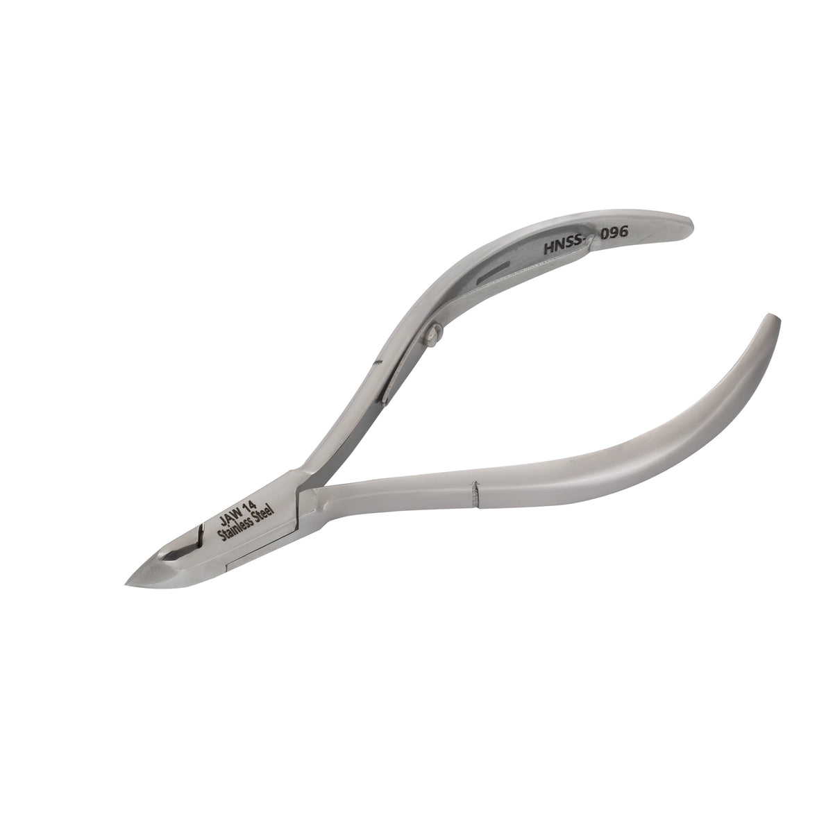 HNSS-D096 Semi-Square Head Cuticle Nipper, Jaw 14, Single Spring, Polish Grey, Stainless Steel 420