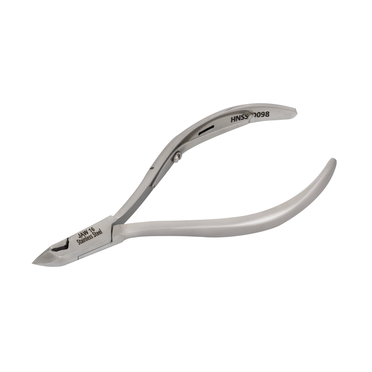 HNSS-D098 Semi-Square Head Cuticle Nipper, Jaw 16, Single Spring, Polish Grey, Stainless Steel 420
