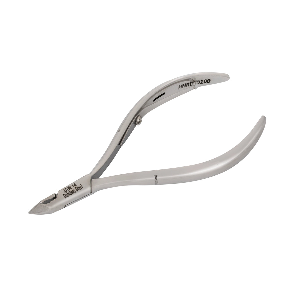 HNRD-D100 Round Head Cuticle Nipper, Jaw 14, Single Spring, Polish Grey, Stainless Steel 420