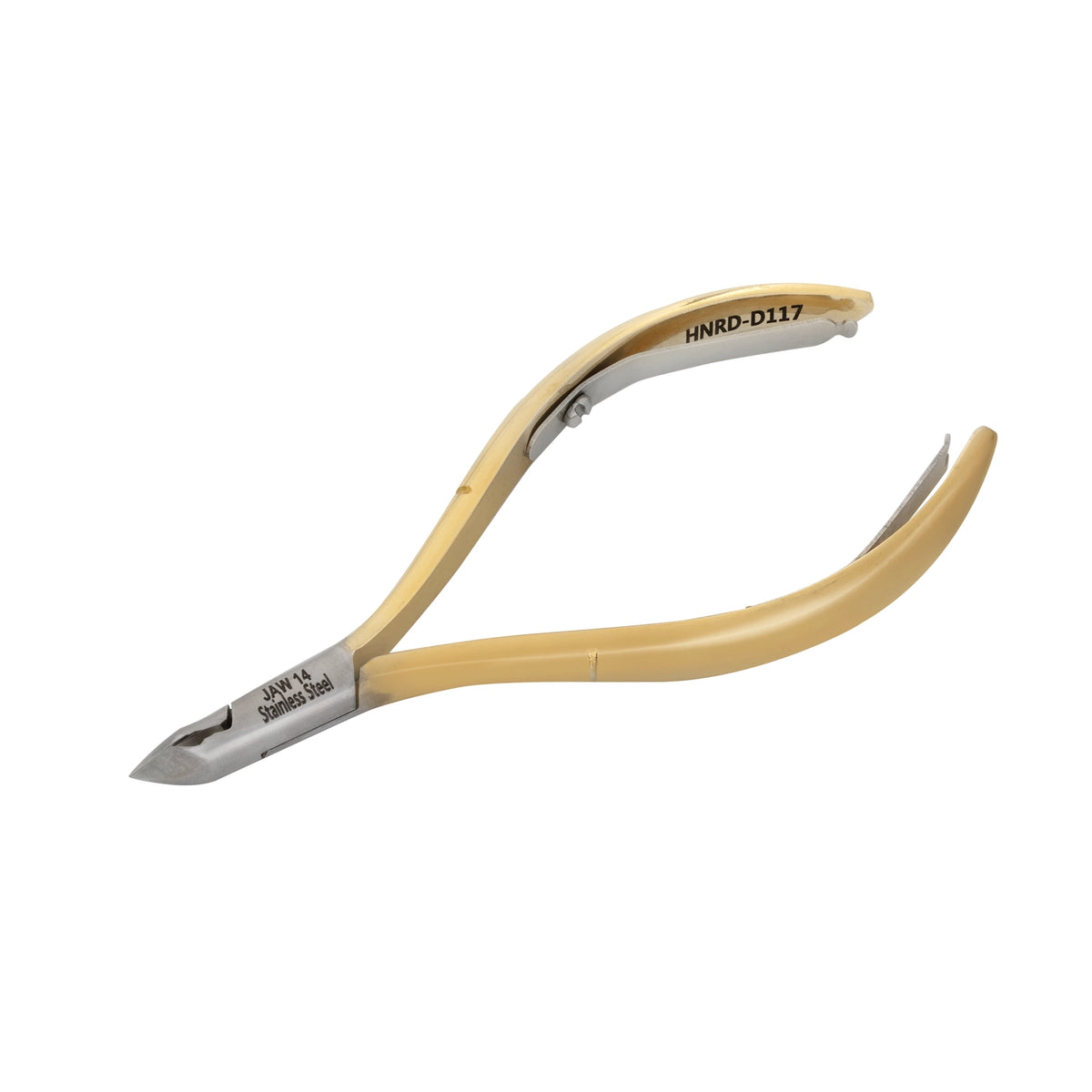 HNRD-D117 Round Head , (Half Gold), Jaw 14 , Double Spring Cuticle Nipper Stainless Steel 420