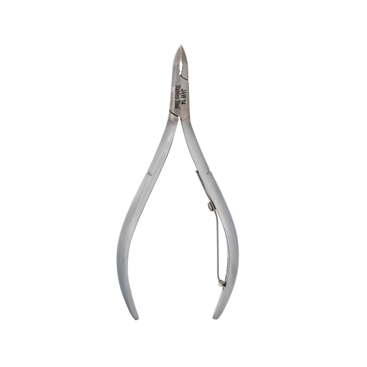 HNSS-B035 Semi-Square Head Cuticle Nipper, Jaw 14, Single Spring, Matt Grey, Stainless Steel 420